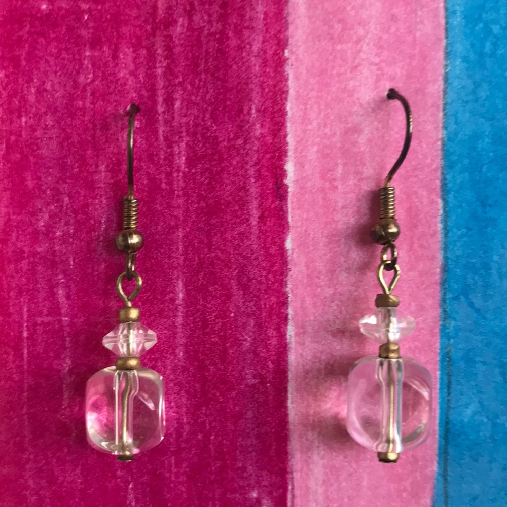 Handcrafted Glass Lampwork Bead Earrings | Gold, Bronze And Glass Beads Handmade - Picture 7 of 9